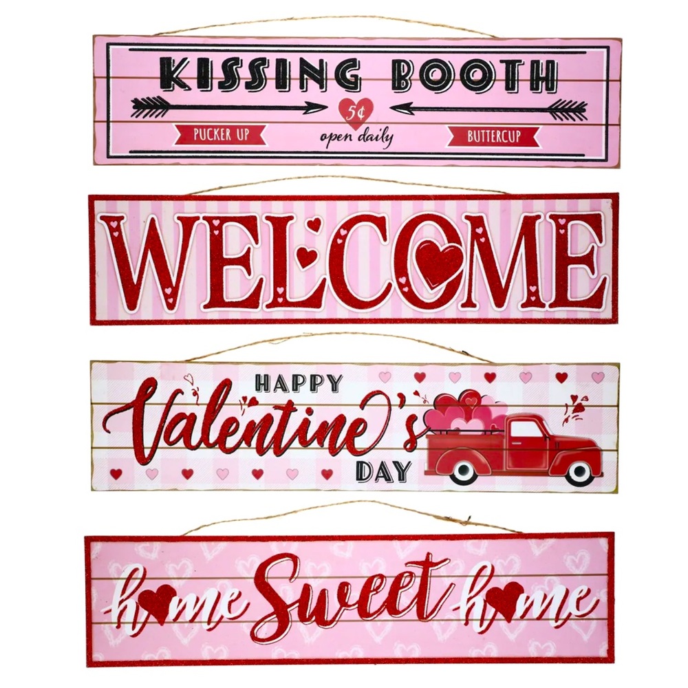 LARGE GLITTERED “KISSING BOOTH” EMBELLISHED HANGING WALL PINK SIGN